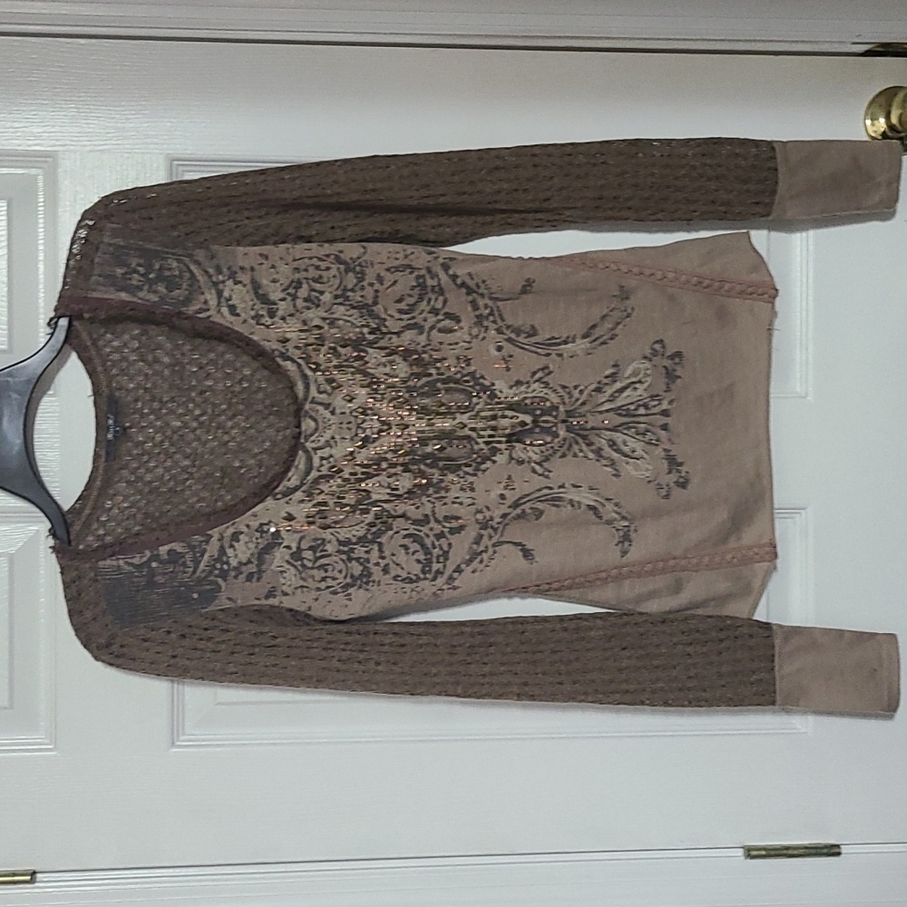 S Miss Me Brown studded top